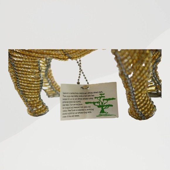 NWT Large Handcrafted Beaded Wire LION-Animal Art Sculpture / Figurine 13”x9" - Picture 9 of 10